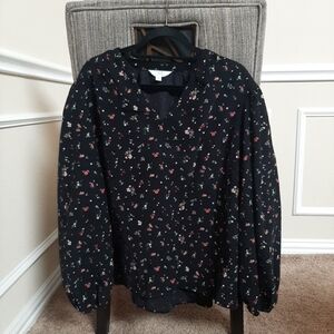 Chic Black Floral Women's Top